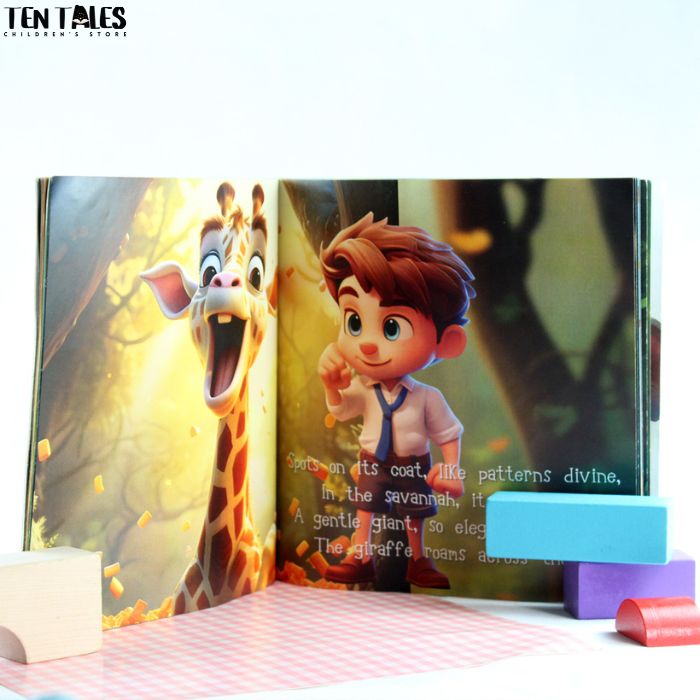 Personalised animal learning book for children with Pakistani child's name — educational gift idea 