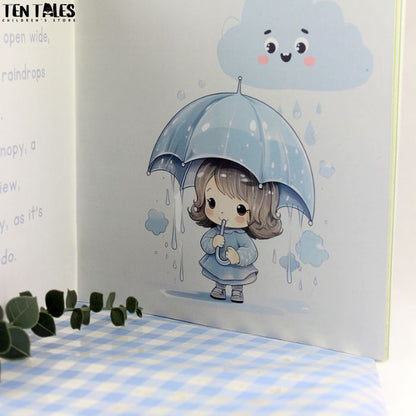 Inside pages of personalised name book for South Asian children showing illustrated letters and characters